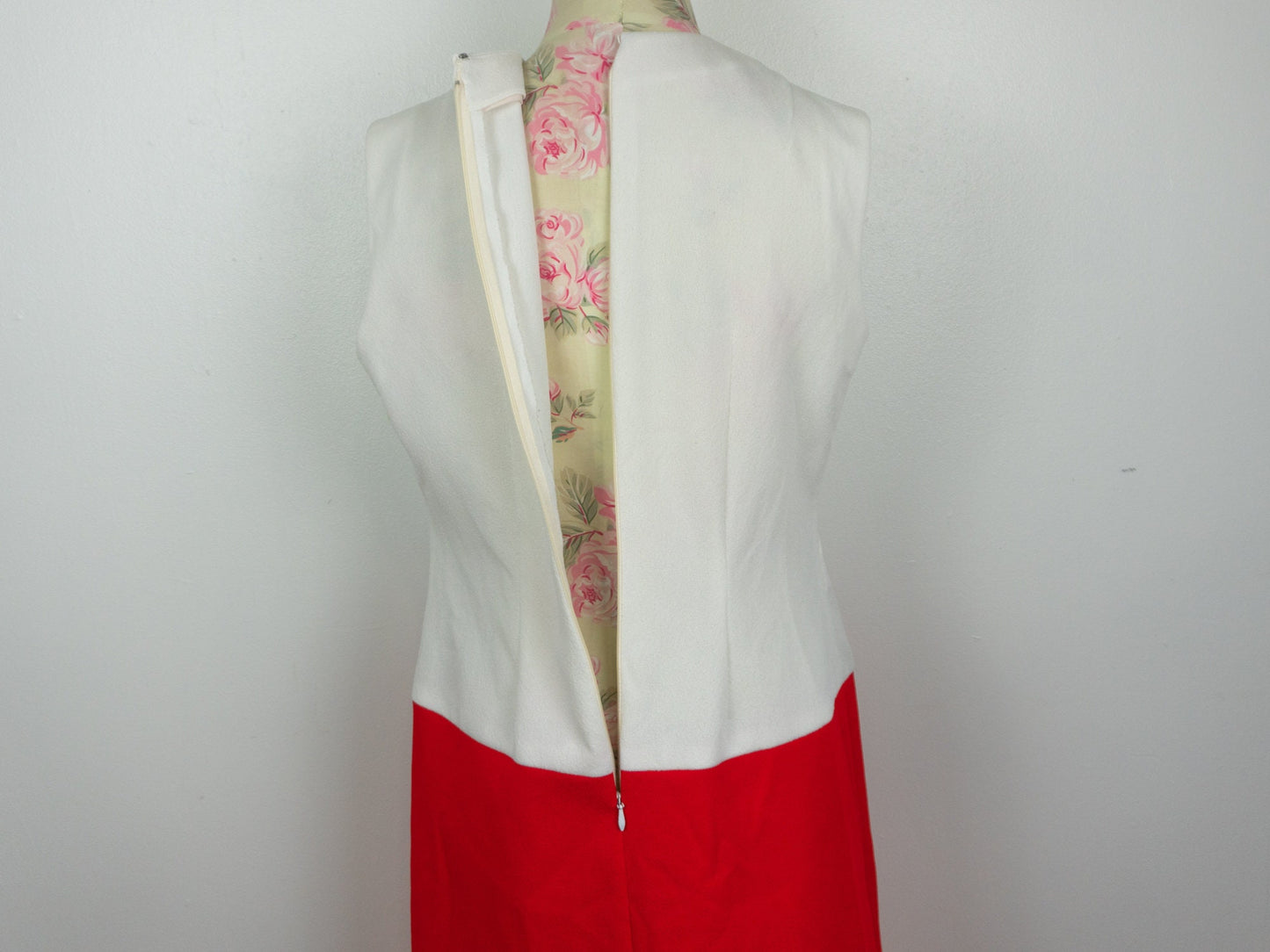 Red White Dress Color Block Frock Size XL