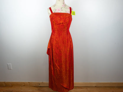 Orange Shantung Dress  Size Small