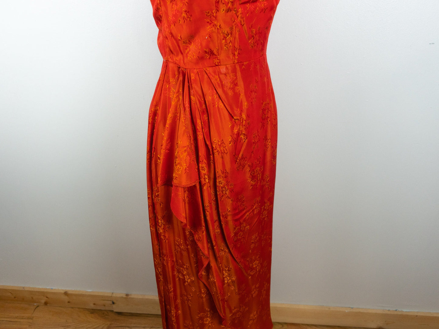 Orange Shantung Dress  Size Small