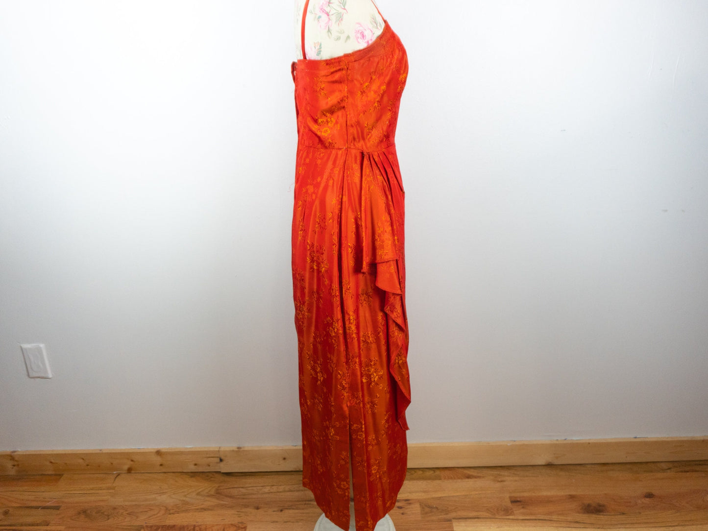 Orange Shantung Dress  Size Small