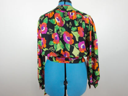 Wrap Style Floral Blouse, Size Large