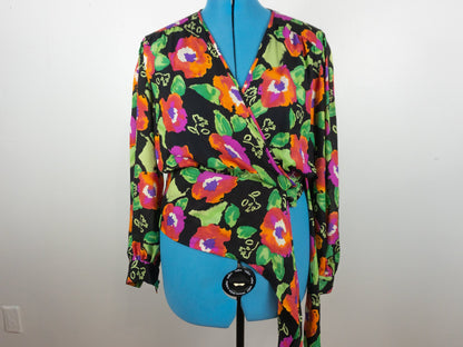 Wrap Style Floral Blouse, Size Large