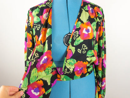 Wrap Style Floral Blouse, Size Large