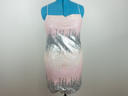 Pink Silver Mini Dress Size Extra Large