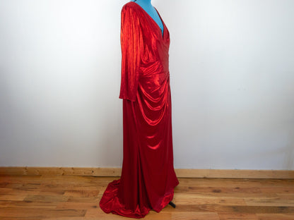 Red Metallic Gown Shiny Dress Size 3X