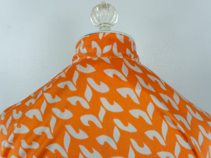 Orange Pattern Dress White 70s Size 12 Large