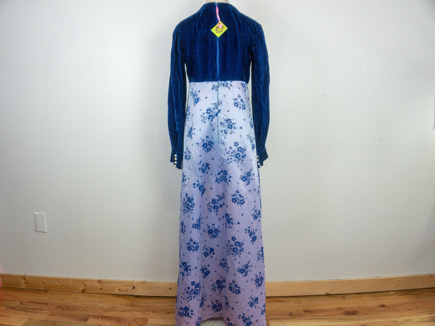 Blue Velvet Maxi Dress, Size Small