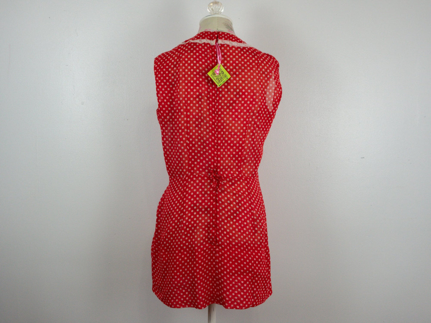 Red White Polka Dot Dress, Size Small Medium