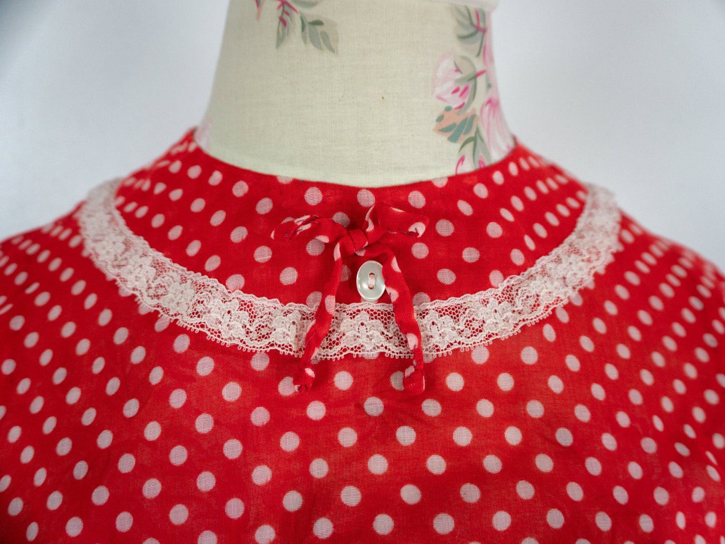 Red White Polka Dot Dress, Size Small Medium