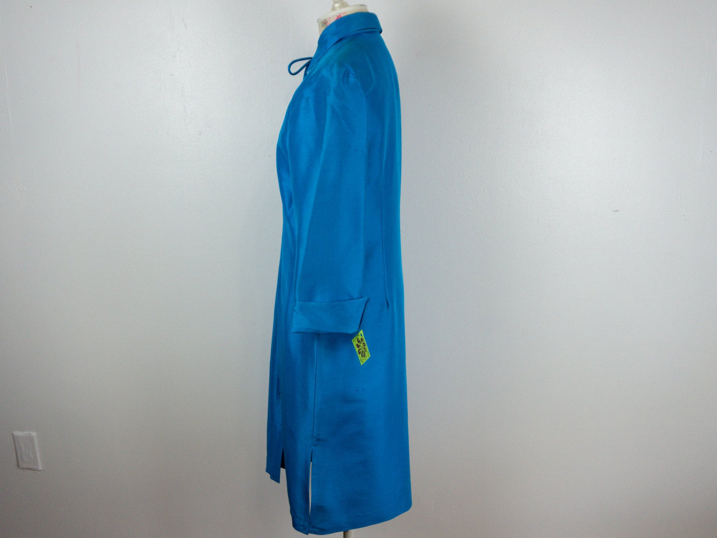 Blue Shantung Dress Quarter Sleeve Size 12 Large