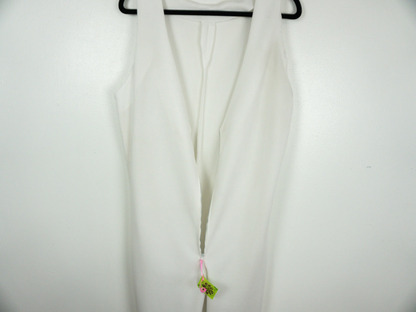 70s White Deep V Jumpsuit, Size Large