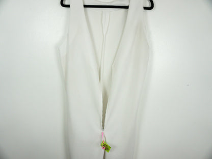 70s White Deep V Jumpsuit, Size Large