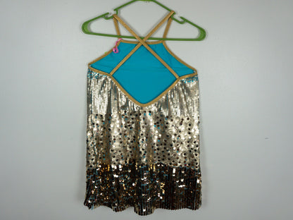 Blue Sequin Dress Dance Romper  Size Medium