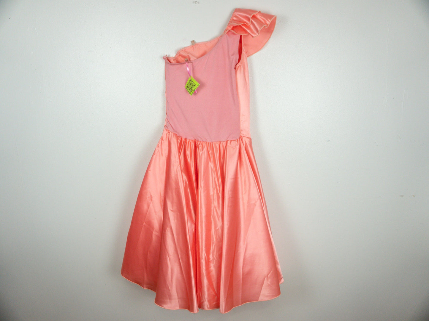 80s 1970s Peach Dance Dress, Size Small