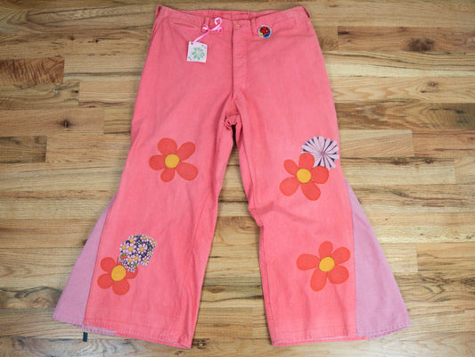 Pink Flower Bell Bottoms Size Medium