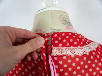 Red White Polka Dot Dress, Size Small Medium