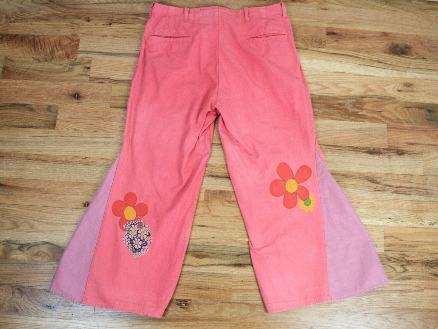 Pink Flower Bell Bottoms Size Medium