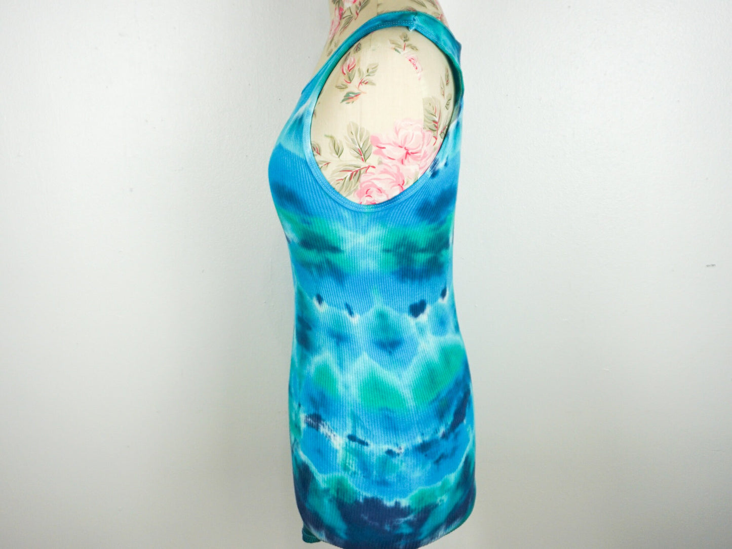 Blue Green Tie Dye Tank Top Size Unisex Small