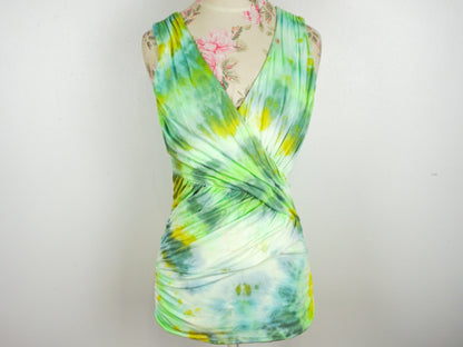 Green Yellow Tie Dye Shirt Tank Top Size Small