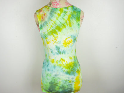 Green Yellow Tie Dye Shirt Tank Top Size Small