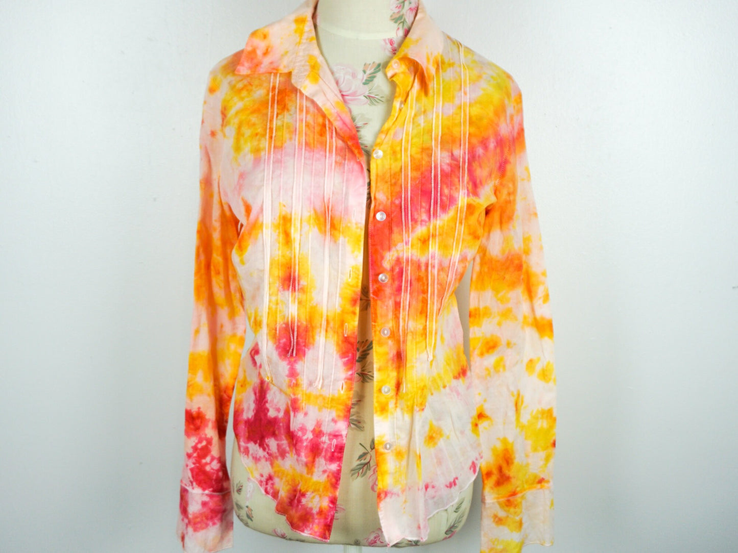 Collared Blouse Tie Dye Shirt Size Small