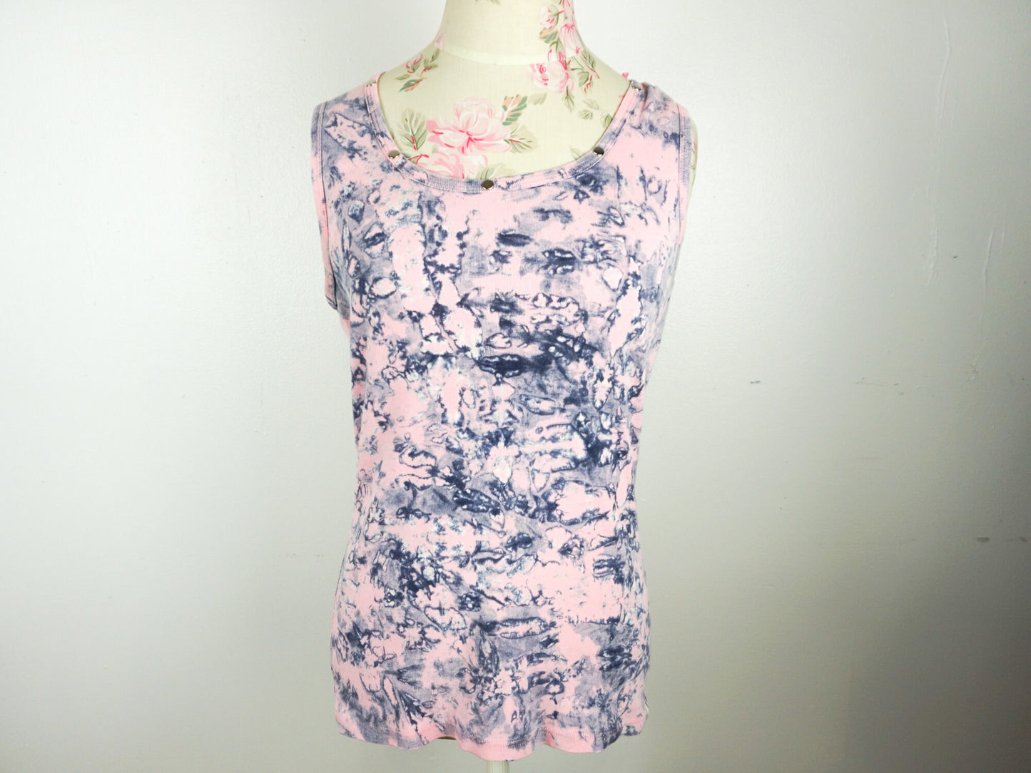 Pink Navy Studded Tie Dye Tank Top Size Medium