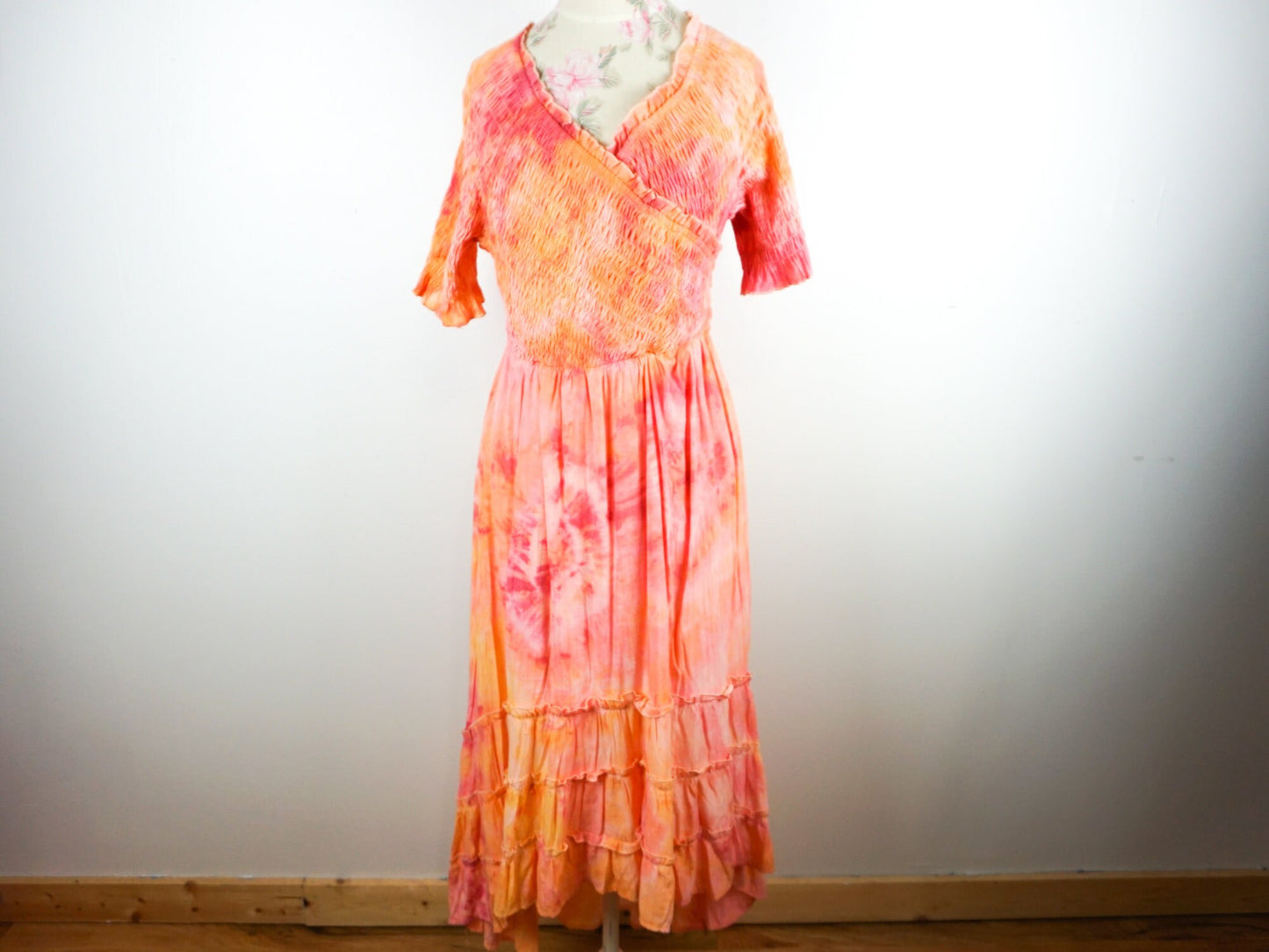 Orange Pink Tie Dye Dress Size Large XL