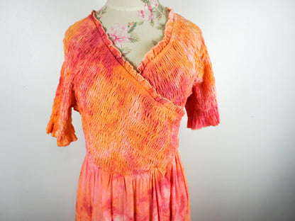 Orange Pink Tie Dye Dress Size Large XL