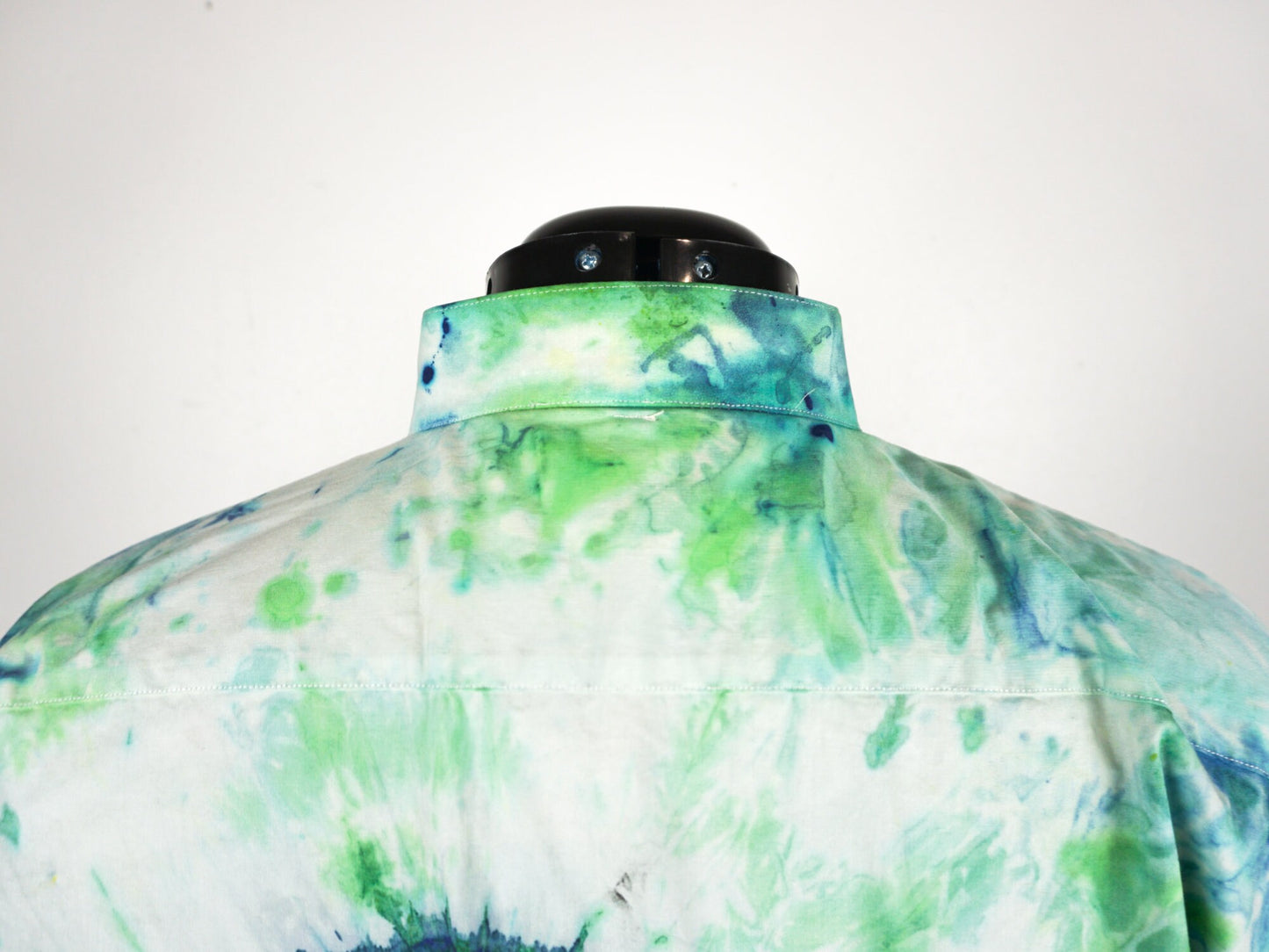 Blue Green Tie Dye Collared Dress Shirt Size XL