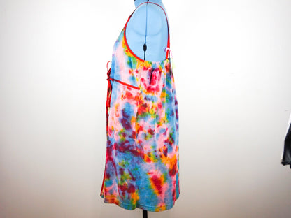 Red Yellow Blue Tie Dye Towel Wrap Dress Size 2X