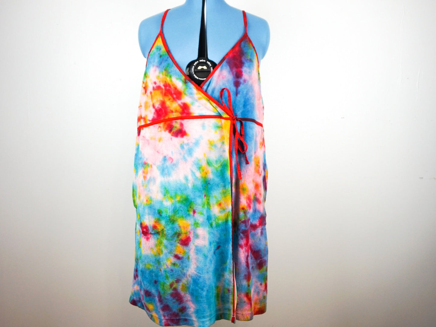 Red Yellow Blue Tie Dye Towel Wrap Dress Size 2X