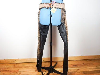 Leather Fringe Chaps Size Large 3X