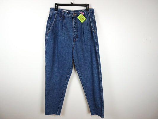 Pleated Jeans 1980s Denim Blue Pants Size 22