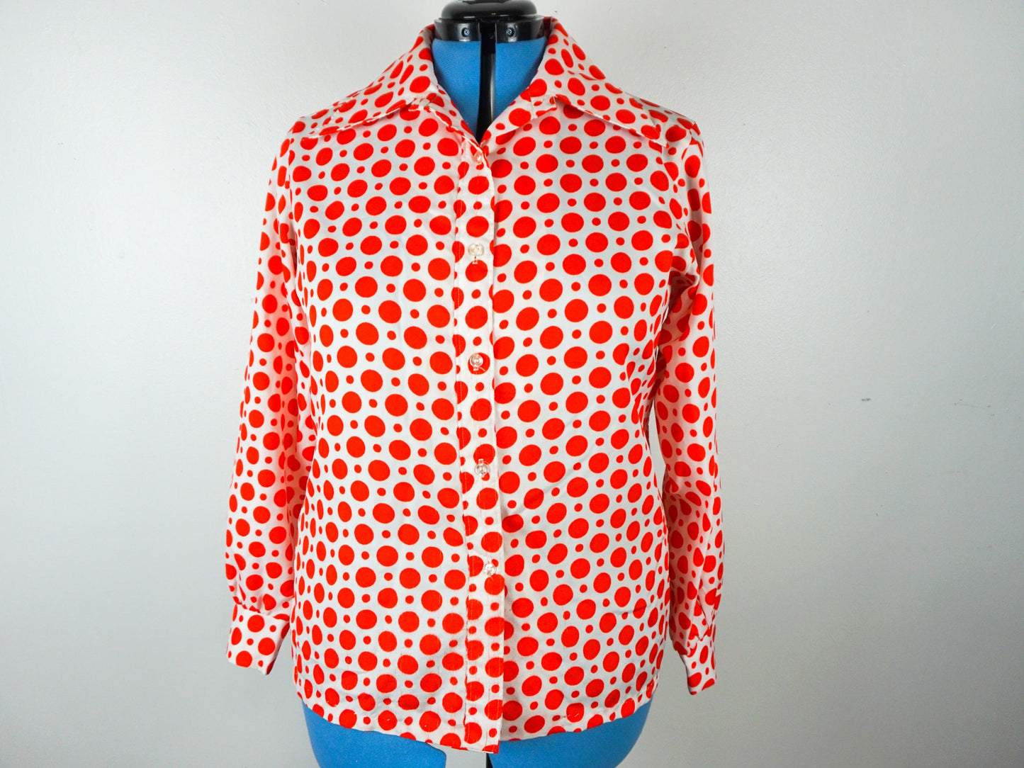 Red Polka Dot Blouse, Size Large