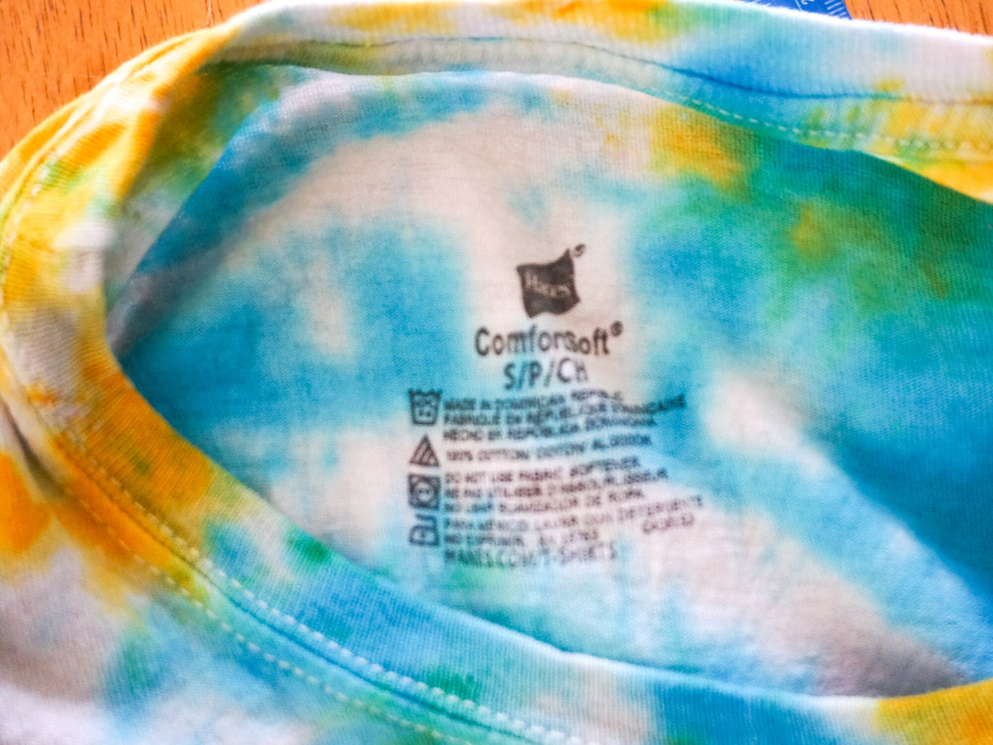 Blue Yellow Tie Dye Shirt Unisex S