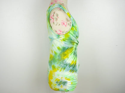 Green Yellow Tie Dye Shirt Tank Top Size Small