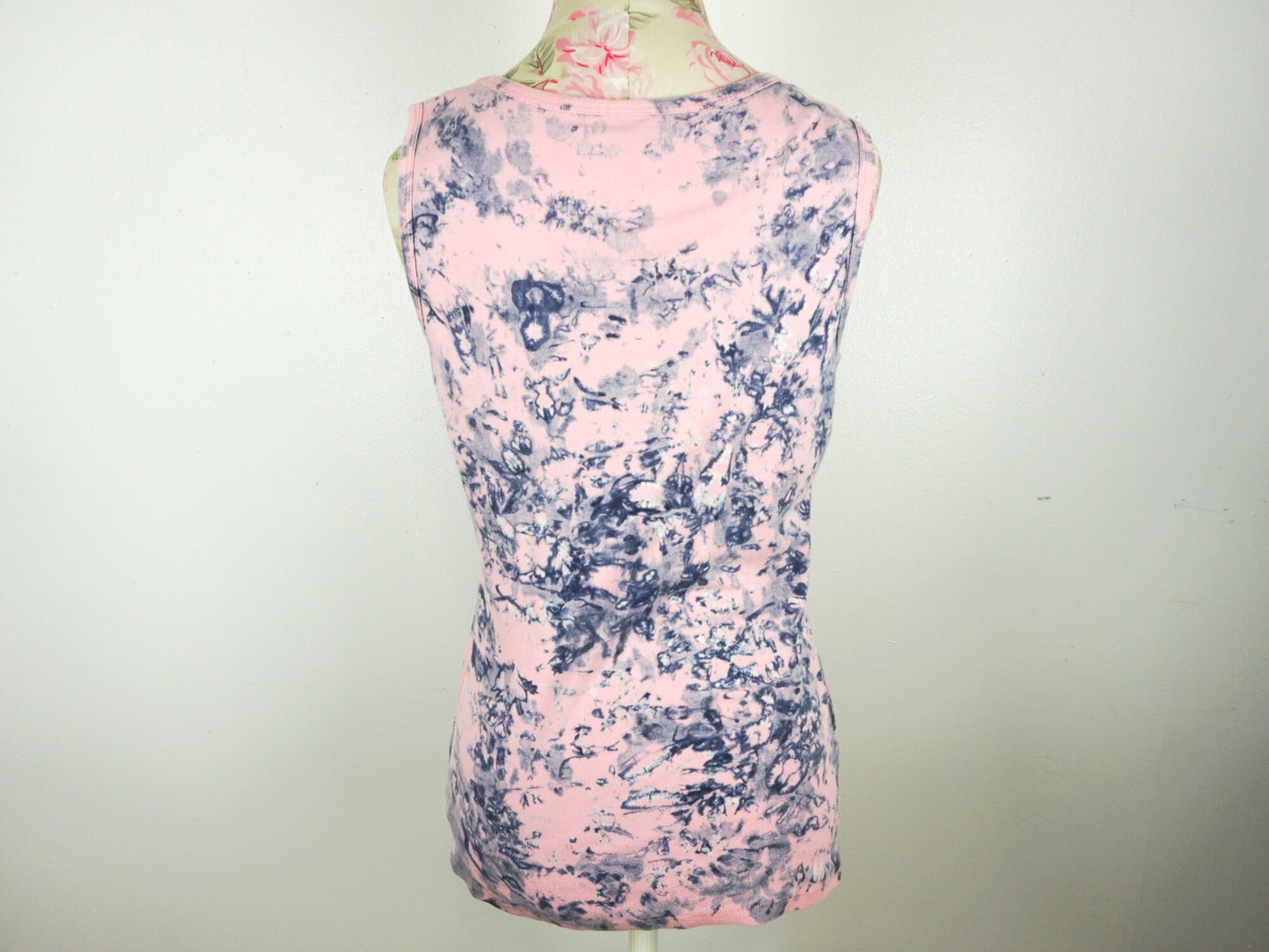 Pink Navy Studded Tie Dye Tank Top Size Medium