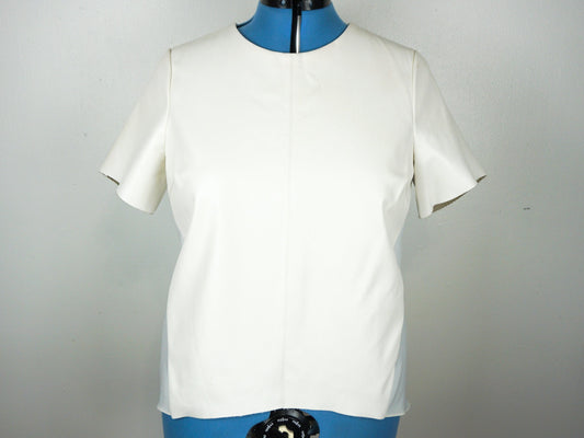 White Leather Blouse  Size Large