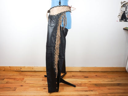 Leather Fringe Chaps Size Large 3X