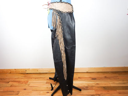 Leather Fringe Chaps Size Large 3X