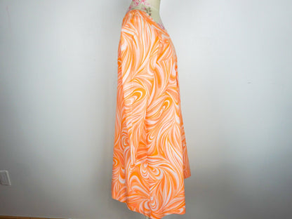 Orange Mini Dress Psychedelic Summer 1970s Size Large