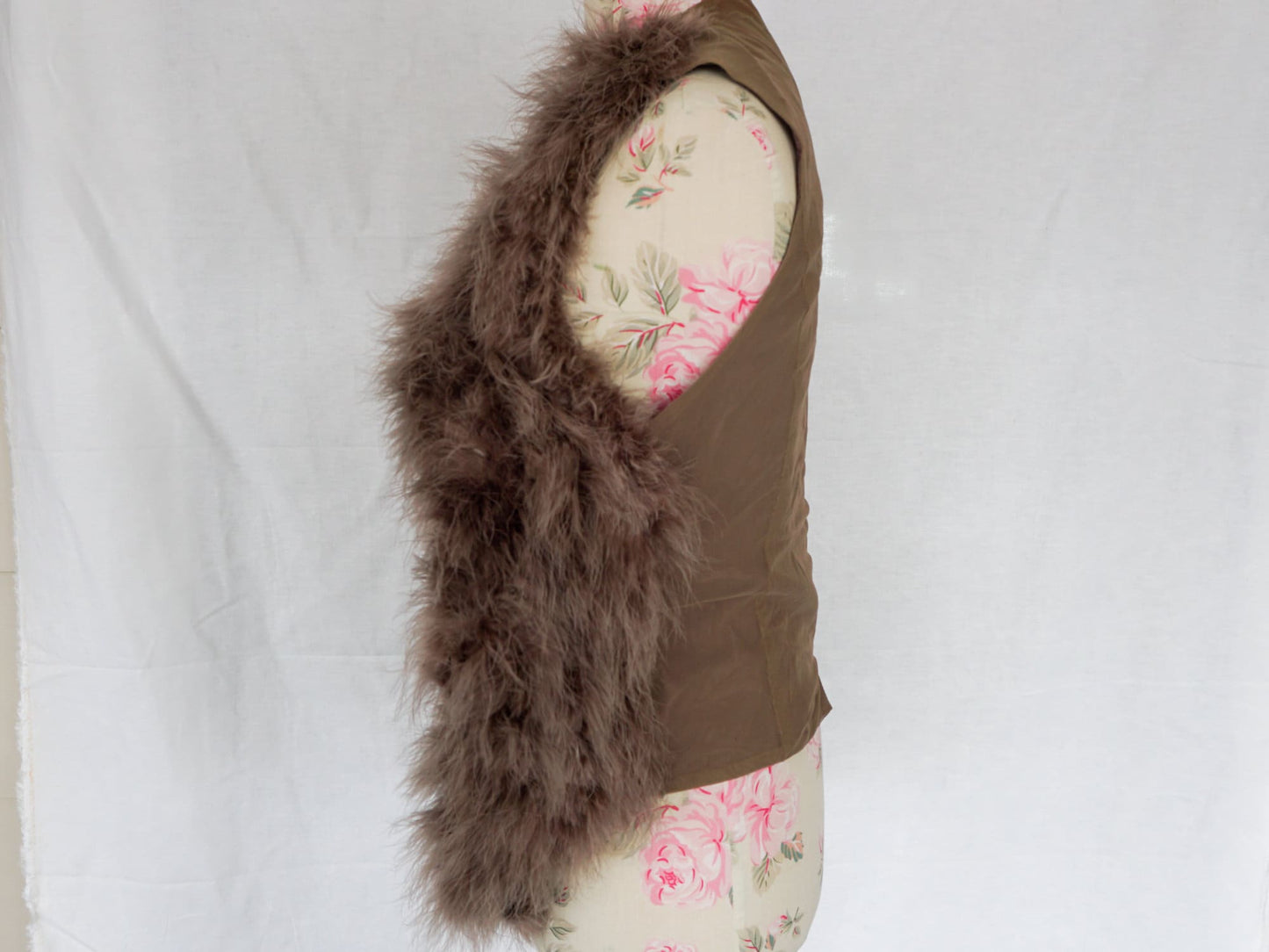 Brown Feather Vest, Size Medium