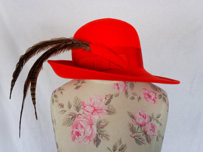 Red Feather Hat, Dandy Gentleman 21"