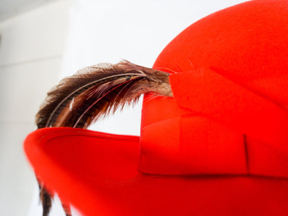 Red Feather Hat, Dandy Gentleman 21"